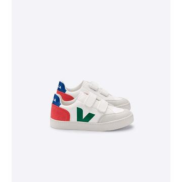 Veja V-12 LEATHER Tenisky Detske White/Green/Red | SK 875CTV